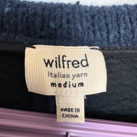 Aritzia Wilfred Italian Yarn Wool Blend Sweater NavyZip Back Med Dark Academia - Picture 5 of 9